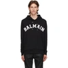 BALMAIN BLACK COLLEGE LOGO HOODIE