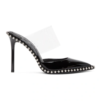 Alexander Wang Rina Studded Clear Strap Pointed Toe Mule In Black