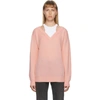 ALEXANDER WANG T ALEXANDERWANG.T PINK AND WHITE BI-LAYER OFF-THE-SHOULDER SWEATER