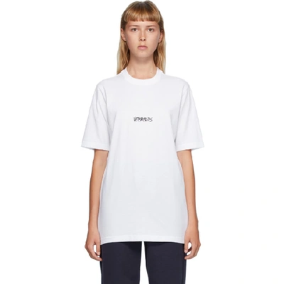 Vetements Over Logo Printed Cotton Jersey T-shirt In White