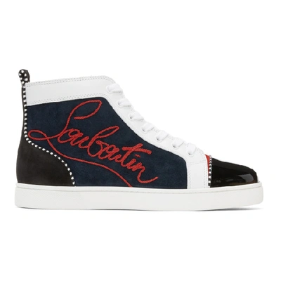 Christian Louboutin Louis Appliquéd Suede And Leather High-top Sneakers In Cma3 Multi