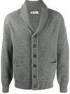 BRUNELLO CUCINELLI RIBBED SHAWL COLLAR CARDIGAN