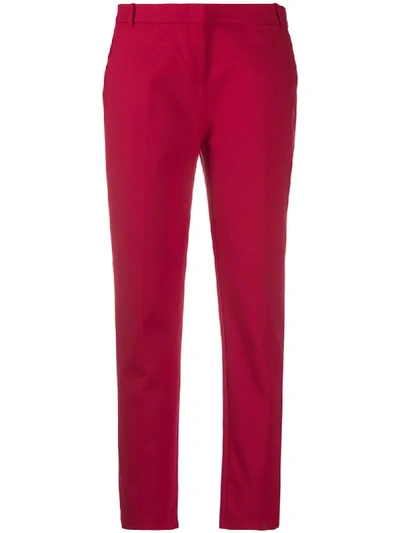 Pinko Cropped Straight Leg Trousers In Red