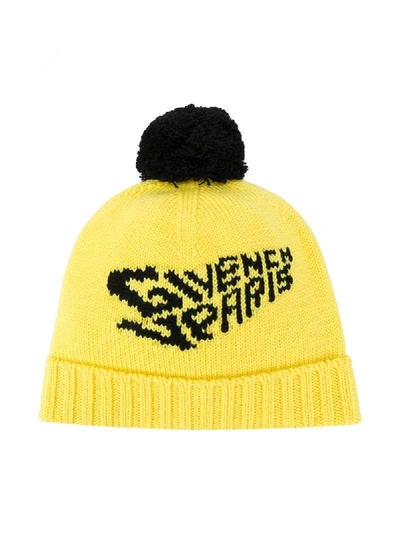 Givenchy Kids' Logo Print Beanie Hat In Yellow