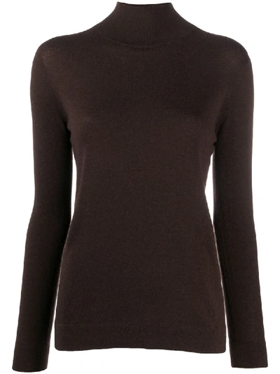 Agnona Roll-neck Cashmere Jumper In Brown