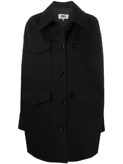 Mm6 Maison Margiela Oversized Button-up Jacket In Black