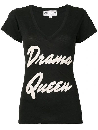 Wildfox Drama Queen Slogan T-shirt In Black
