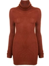 RICK OWENS COWL-NECK RIBBED SWEATER