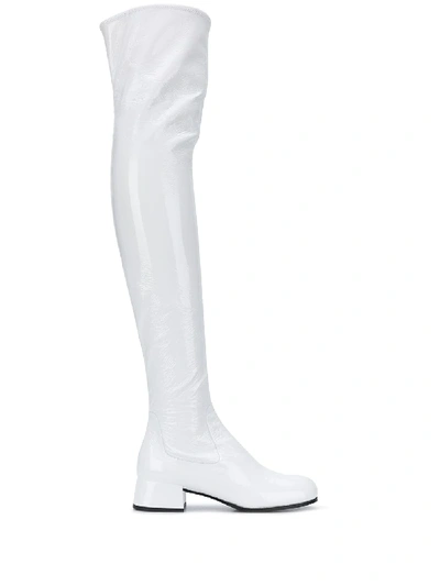 Prada Thigh High Boots In Weiss