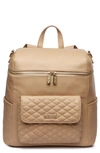 Luli Bebe Monaco Faux Leather Diaper Backpack In Latte Brown