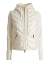 MONCLER DOWN JACKET KNITTED CARDIGAN IN IVORY COLOR