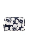 TORY BURCH PERRY COSMETIC CASE IN BLUE AND WHITE