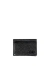 Ferragamo Gancini Leather Card Holder In Black In Black