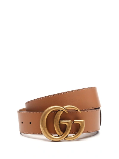 Gucci Leather Marmont Belt In Brown