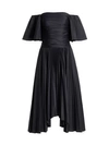 AMUR Rinna Off-The-Shoulder Pleated Midi Dress