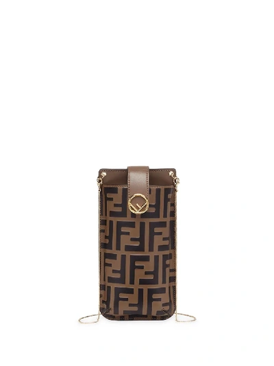 Fendi Ff Motif Phone Pouch In Brown