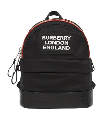 Burberry Kids' Nylon Backpack W/ Rubber Patch In Black
