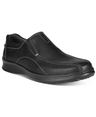 Clarks Men's Cotrell Step Bike Toe Slip On Men's Shoes In Black Oily Leather