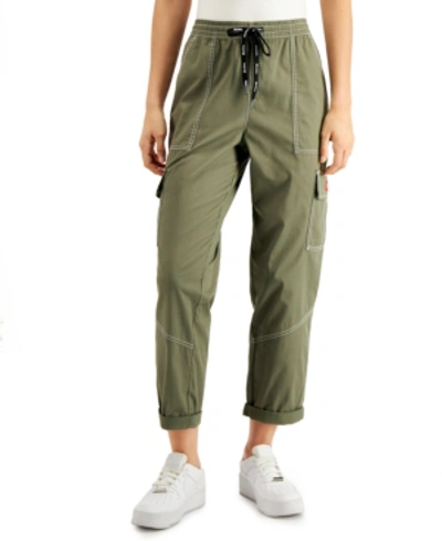 Dickies Juniors' Cropped Twill Cargo Pants In Light Olive