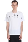 NEIL BARRETT T-SHIRT IN WHITE COTTON,11442832