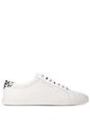 Saint Laurent White Babycat Print Perforated Calfskin Andy Sneakers In White
