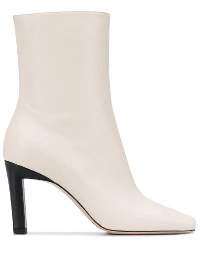 Wandler Isa 85 Panelled Leather Ankle Boots In White