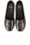 Saint Laurent Logo Leather Espadrilles Flat Shoes Black In Black