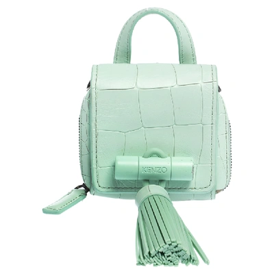 Pre-owned Kenzo Mint Green Croc Embossed Leather Mini Sailor Bag