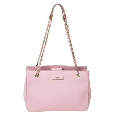 Pre-owned Dkny Dusty Pink Leather Bryant Park Chain Tote