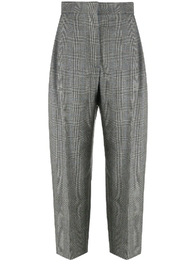 Alexander Mcqueen Prince Of Wales-check Wool-blend Twill Trousers In Black