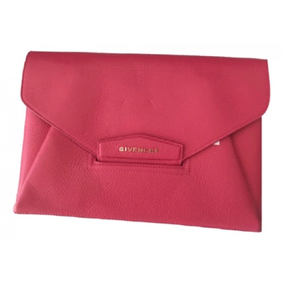 Pre-owned Givenchy Antigona Pink Leather Clutch Bag