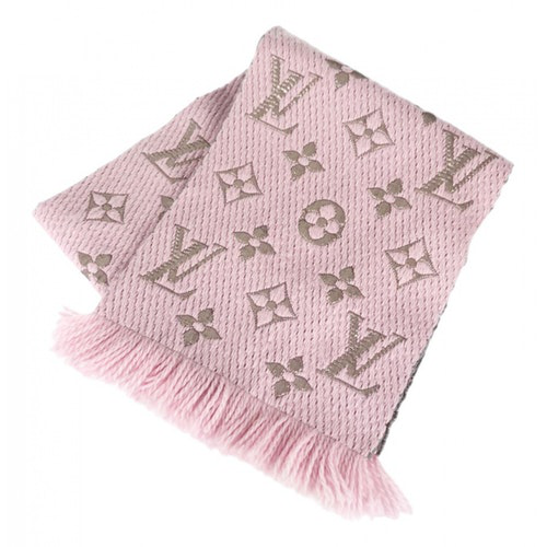 Pre-Owned Louis Vuitton Logomania Pink Wool Scarf | ModeSens