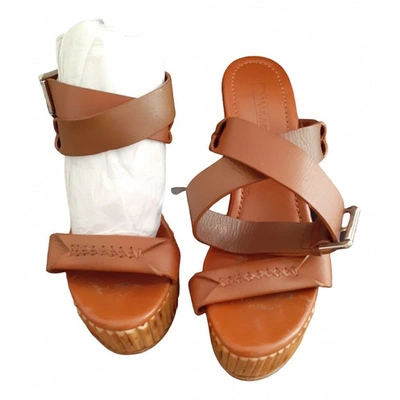 Pre-owned Ralph Lauren Camel Leather Sandals