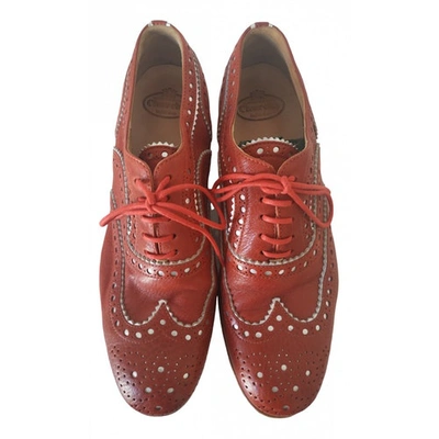 Pre-owned Church's Red Leather Lace Ups