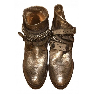 Pre-owned Elena Iachi Metallic Leather Ankle Boots