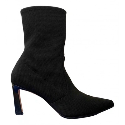 Pre-owned Stuart Weitzman Cloth Ankle Boots In Black