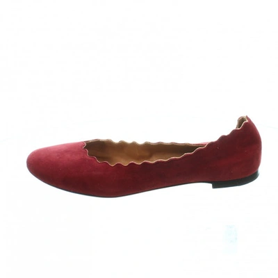 Pre-owned Chloé Red Suede Ballet Flats