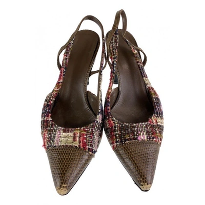 Pre-owned Chanel Brown Tweed Mules & Clogs