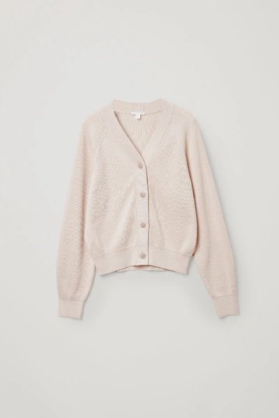 Cos Relaxed Ribbed Cardigan In Beige