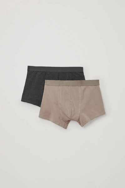 Cos 2-pack Organic-cotton Boxer Briefs In Brown