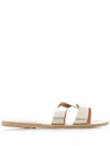 Ancient Greek Sandals Desmos Cutout Metallic Leather Slides In Gold