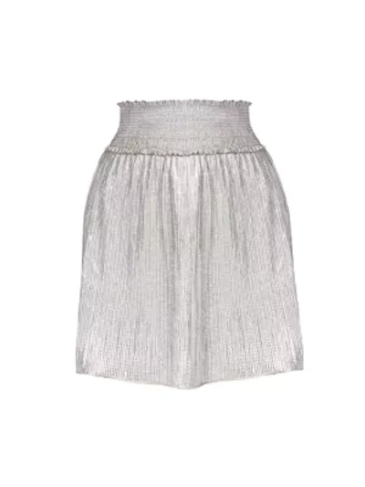 A.l.c Isla Metallic Smocked Skirt In Silver