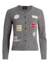 MARC JACOBS The Embroidered Long-Sleeve Button-Up Wool Cardigan