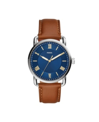 Fossil Men's Copeland Brown Leather Strap Watch 42mm In Blue