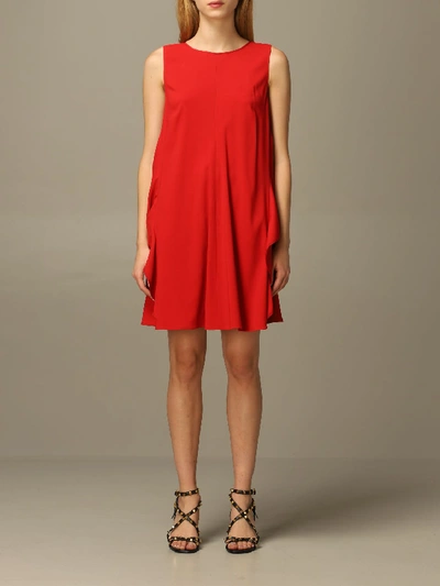 Red Valentino Dress In Cr&amp;ecirc;pe With Bow In Red