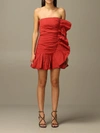 RED VALENTINO RED VALENTINO DRESS RED VALENTINO TAFFETA DRESS WITH BIG ROUCHES,11443097