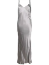 HAIDER ACKERMANN GREY SILK SLIP MAXI DRESS,194-2200-125-070