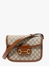 Gucci Horsebit 1955 Leather-trimmed Printed Coated-canvas Shoulder Bag In Brown