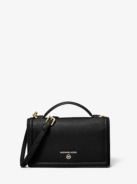 Michael Kors Jet Set Small Crossgrain Leather Smartphone Crossbody Bag In Black | ModeSens