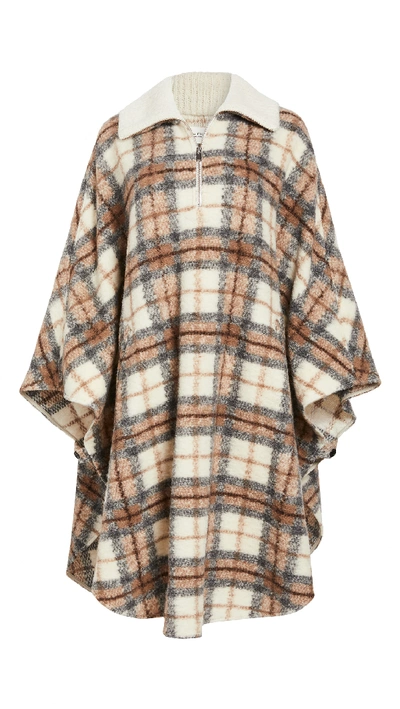 Isabel Marant Étoile Gabin Roll-neck Checked Wool-blend Cape Coat In Multicolor